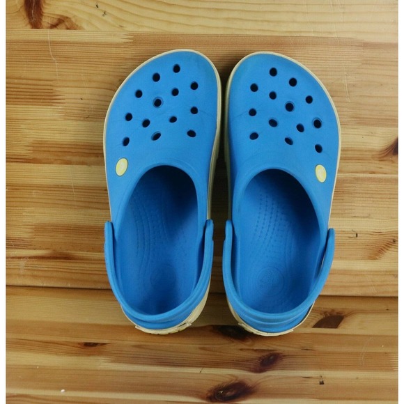 Crocs Crocband Blue Yellow Woman’s Size 7 Clogs Mules - Picture 4 of 6